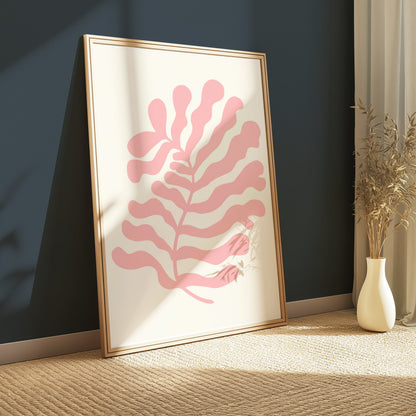 Premium Poster of Coral Abstract Leaf Art Print Posters