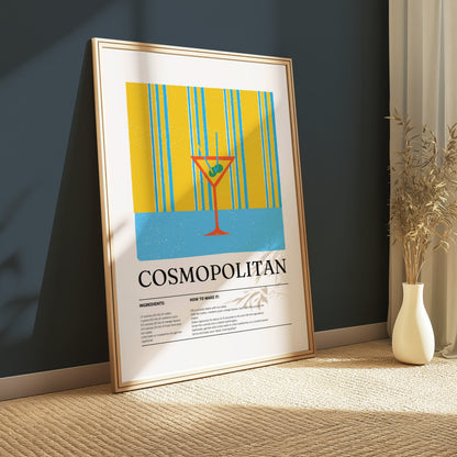 Premium Poster of Cosmopolitan Cocktail Recipe Art Print Posters