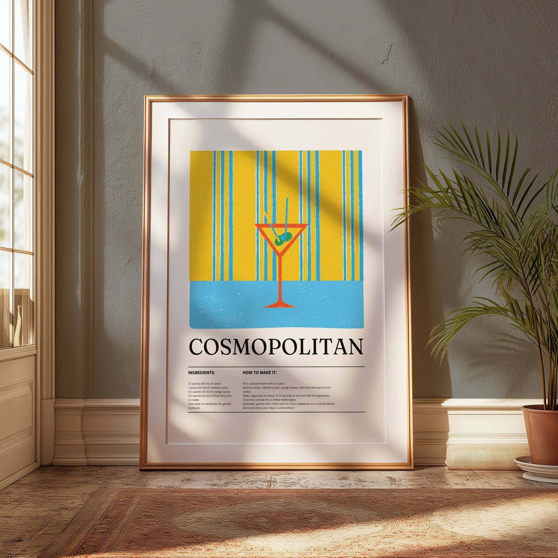 Premium Poster of Cosmopolitan Cocktail Recipe Art Print Posters