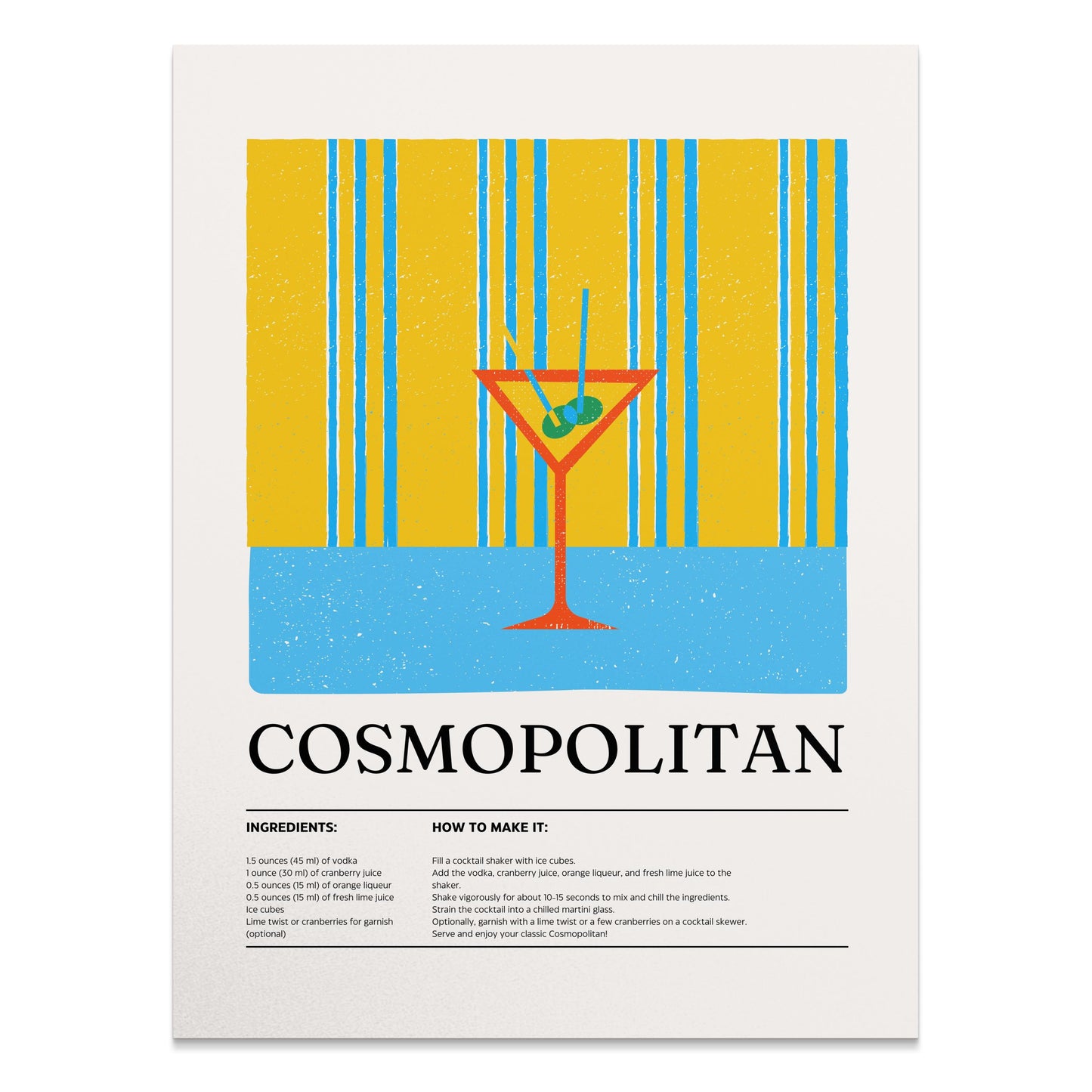 Premium Poster of Cosmopolitan Cocktail Recipe Art Print Posters
