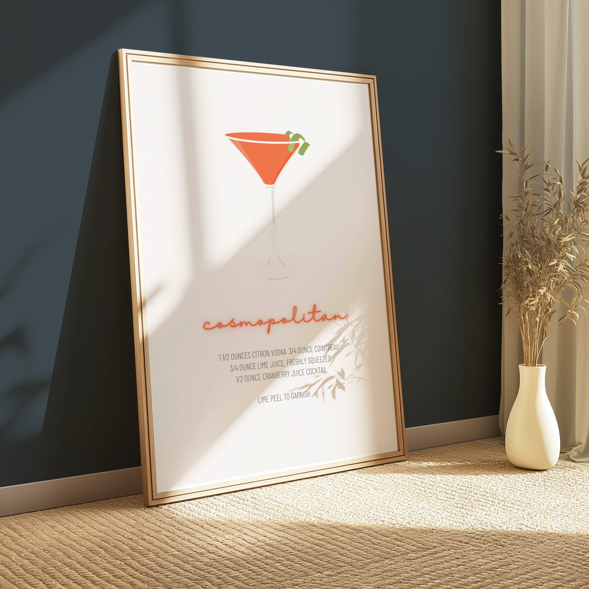 Premium Poster of Cosmopolitan Cocktail Recipe Wall Art Posters
