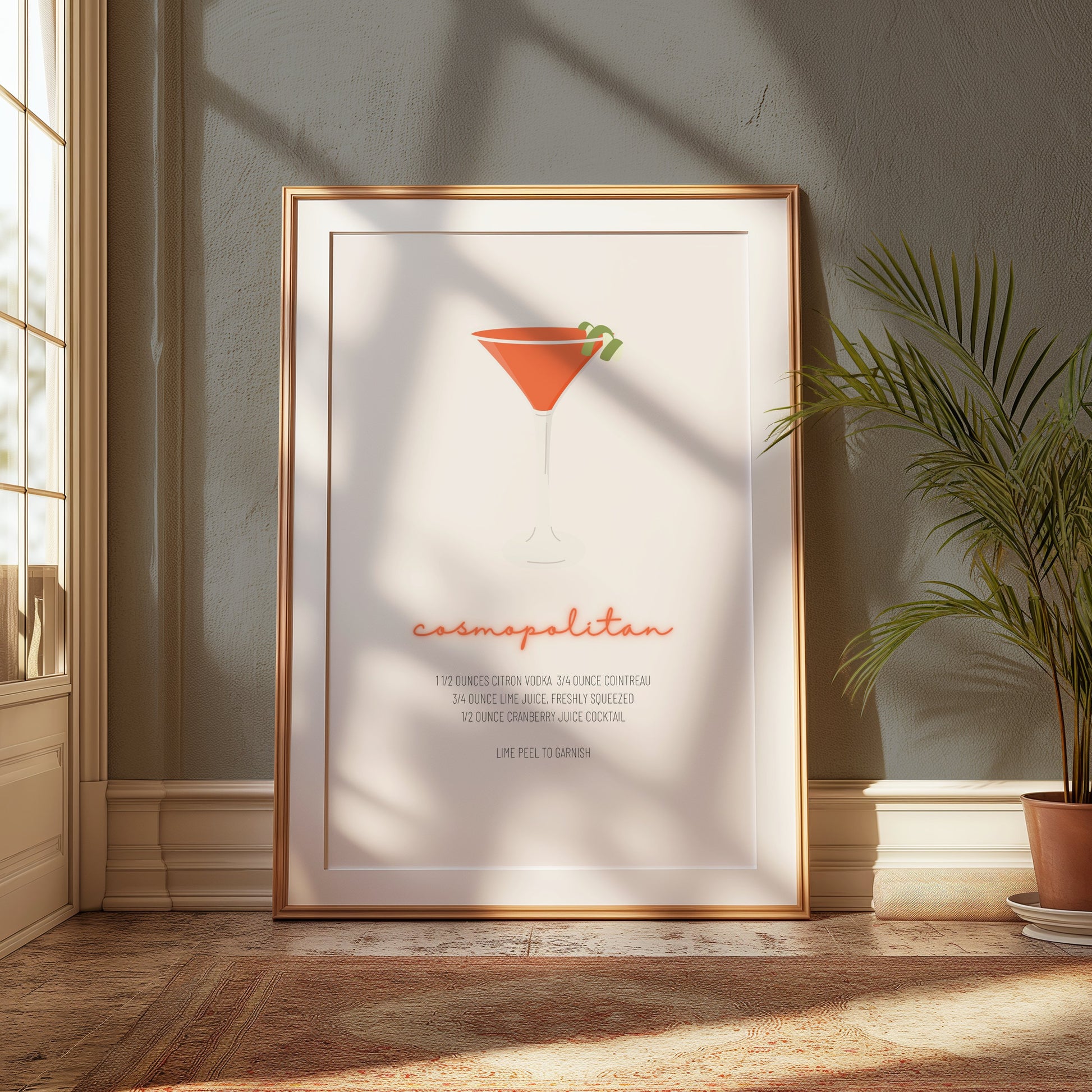 Premium Poster of Cosmopolitan Cocktail Recipe Wall Art Posters