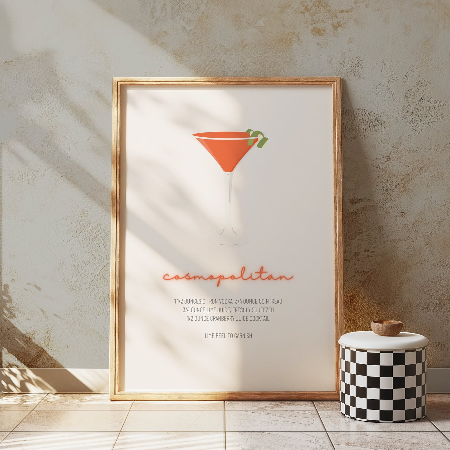 Premium Poster of Cosmopolitan Cocktail Recipe Wall Art Posters