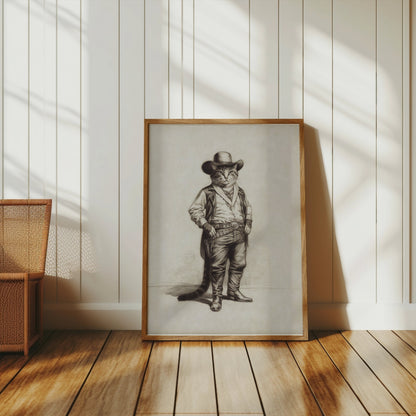 Premium Poster of Cowboy Cat in Western Outfit Humorous Art Posters