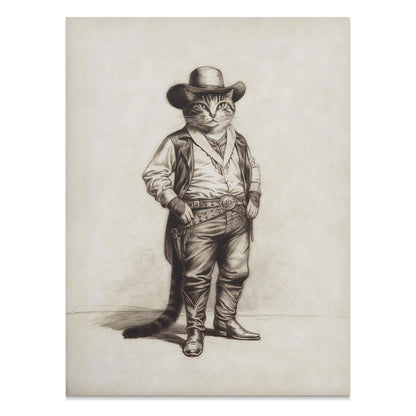 Premium Poster of Cowboy Cat in Western Outfit Humorous Art Posters