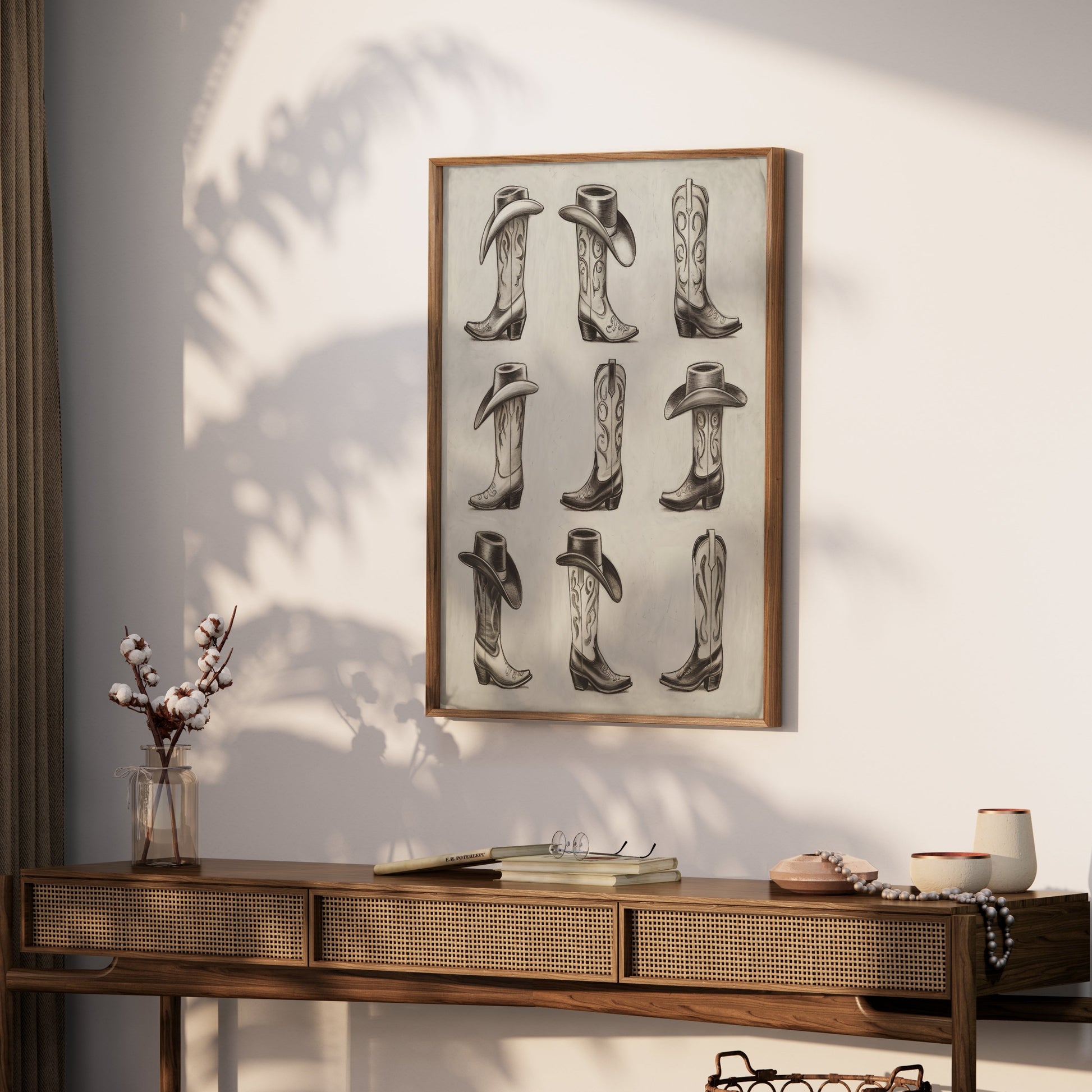 Premium Poster of Cowboy Hat and Boot Art Collection Posters