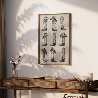 Premium Poster of Cowboy Hat and Boot Art Collection Posters