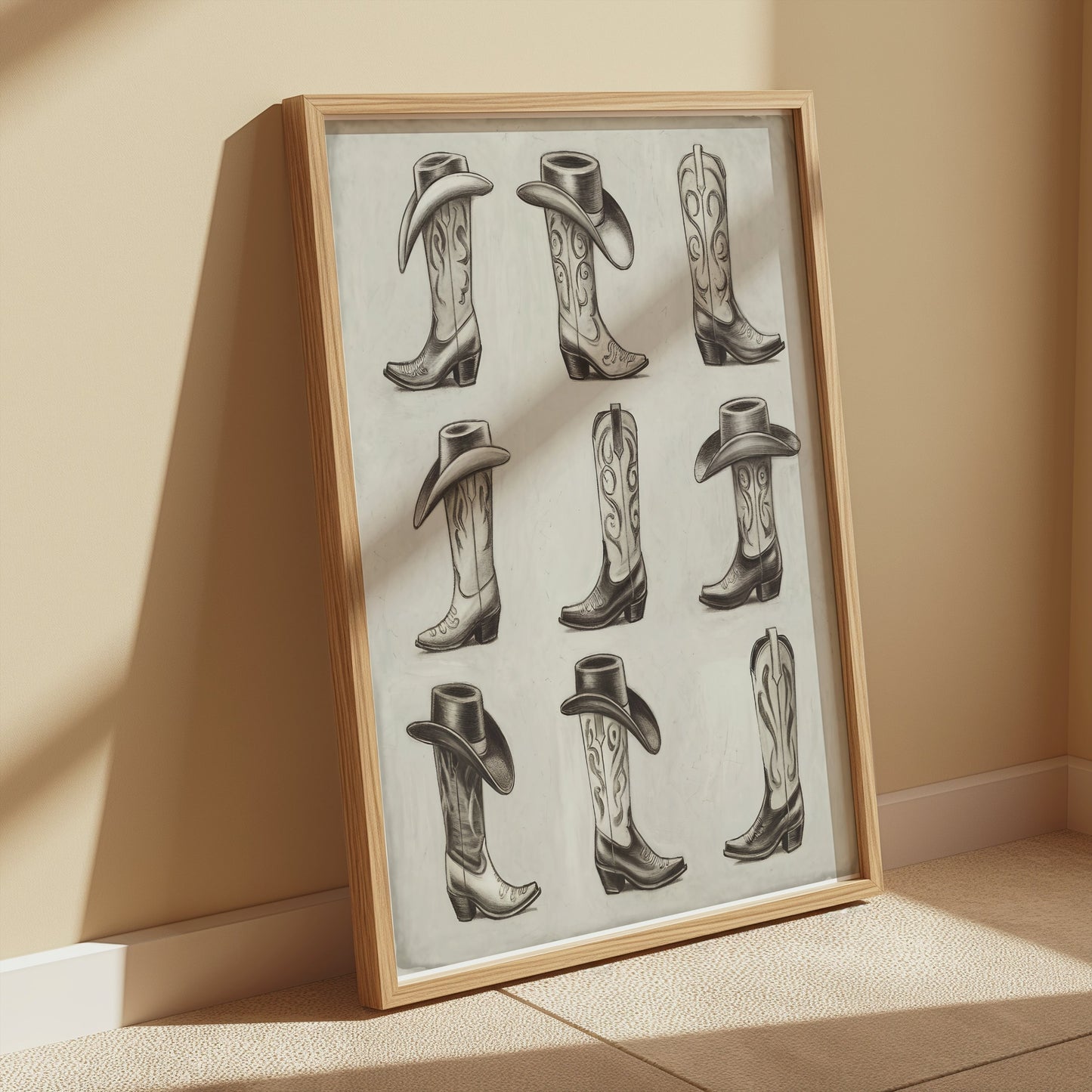 Premium Poster of Cowboy Hat and Boot Art Collection Posters