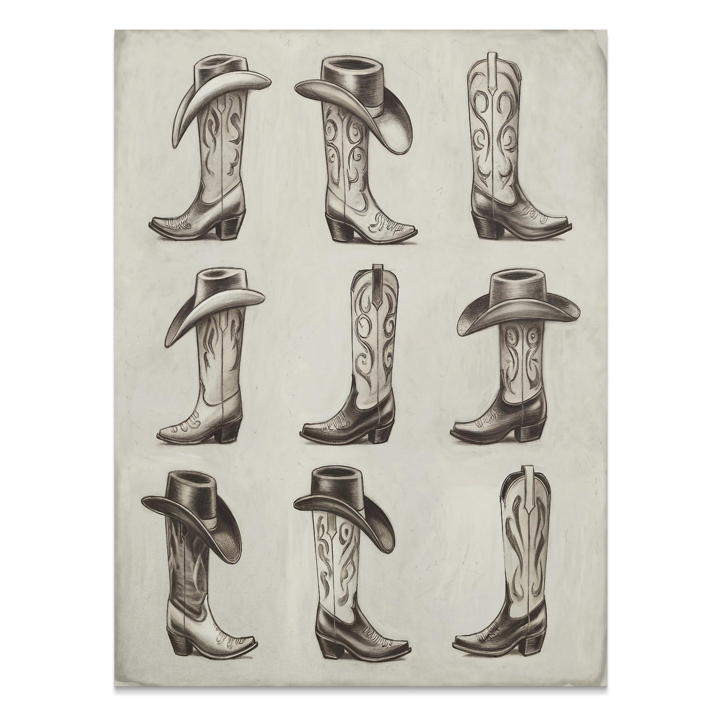 Premium Poster of Cowboy Hat and Boot Art Collection Posters