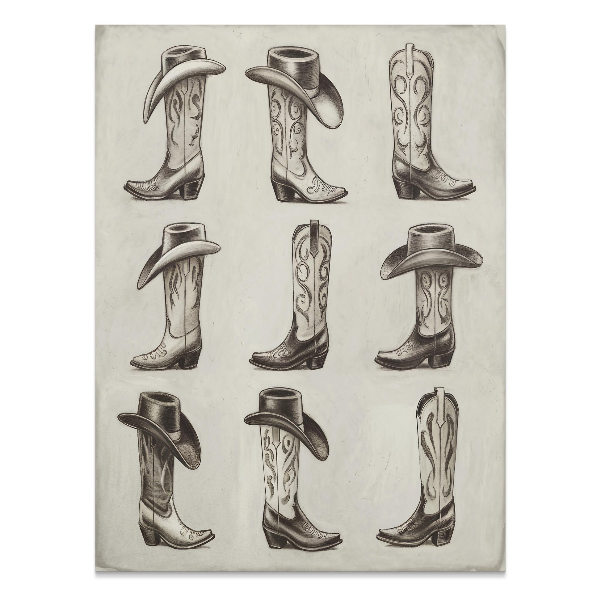 Premium Poster of Cowboy Hat and Boot Art Collection Posters