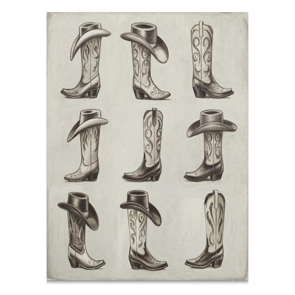 Premium Poster of Cowboy Hat and Boot Art Collection Posters