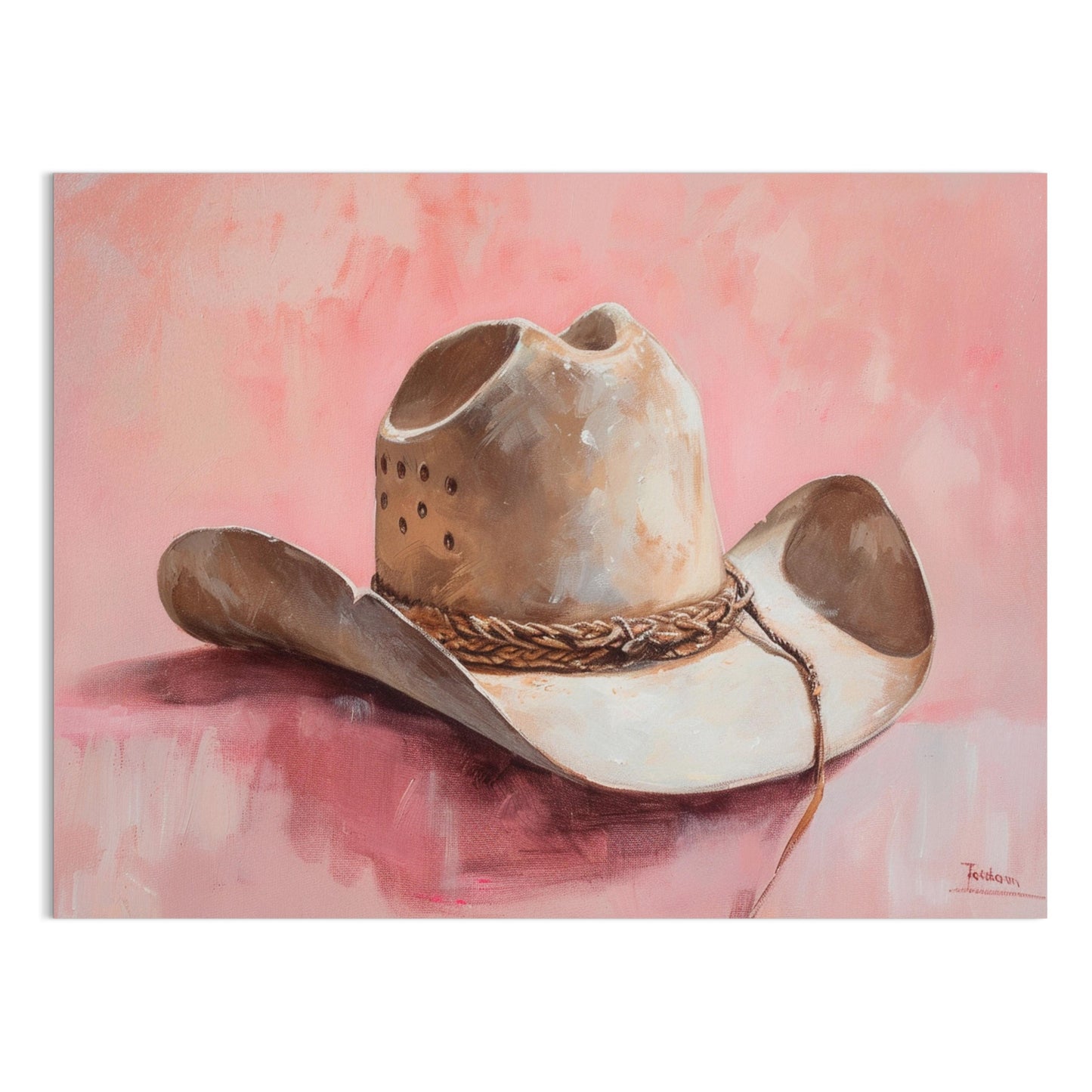 Premium Poster of Cowboy Hat on Pastel Pink Background Posters