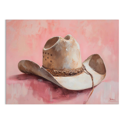 Premium Poster of Cowboy Hat on Pastel Pink Background Posters