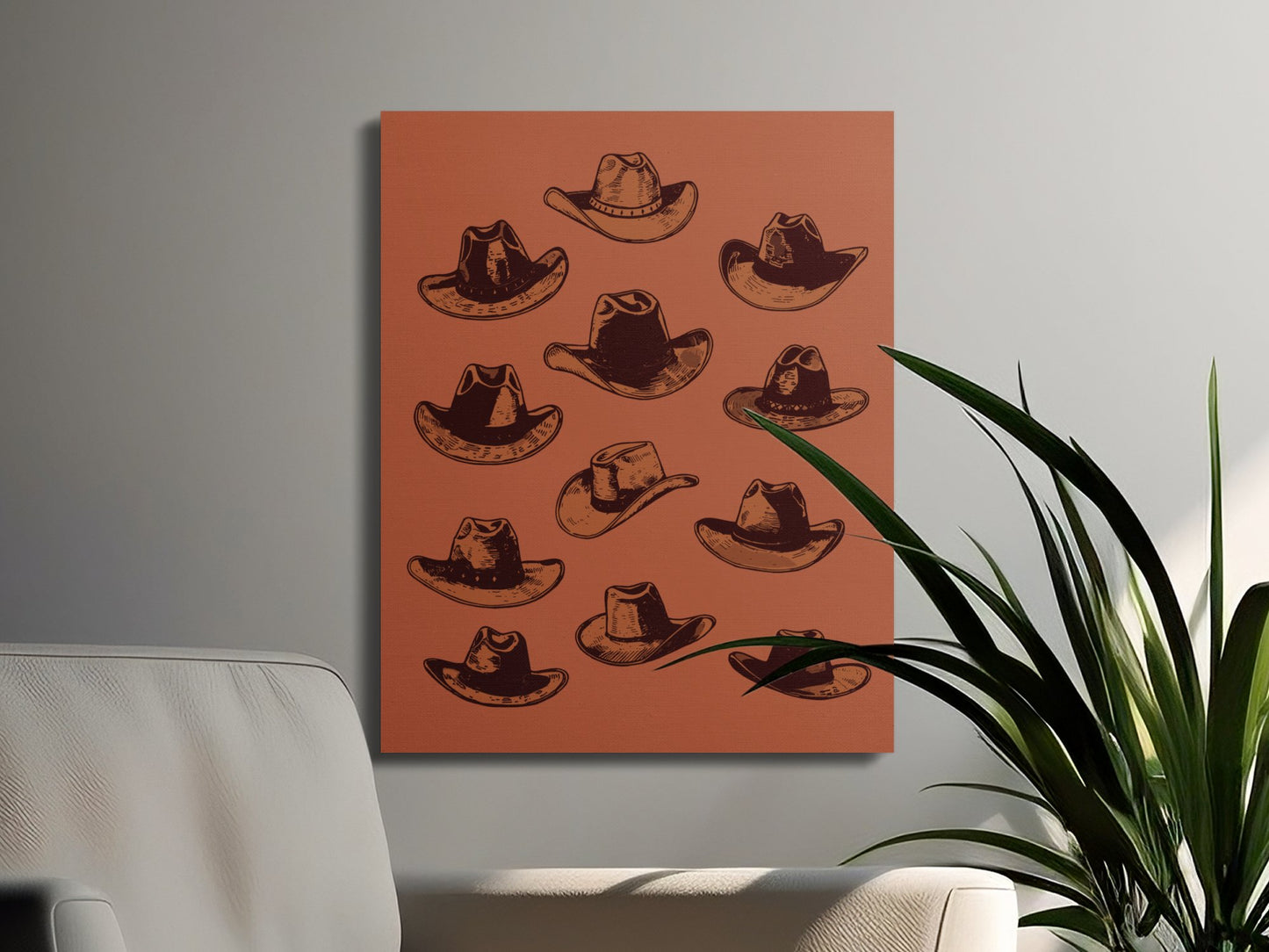 Premium Poster of Cowboy Hats Vintage Style Wall Art Canvas Wraps