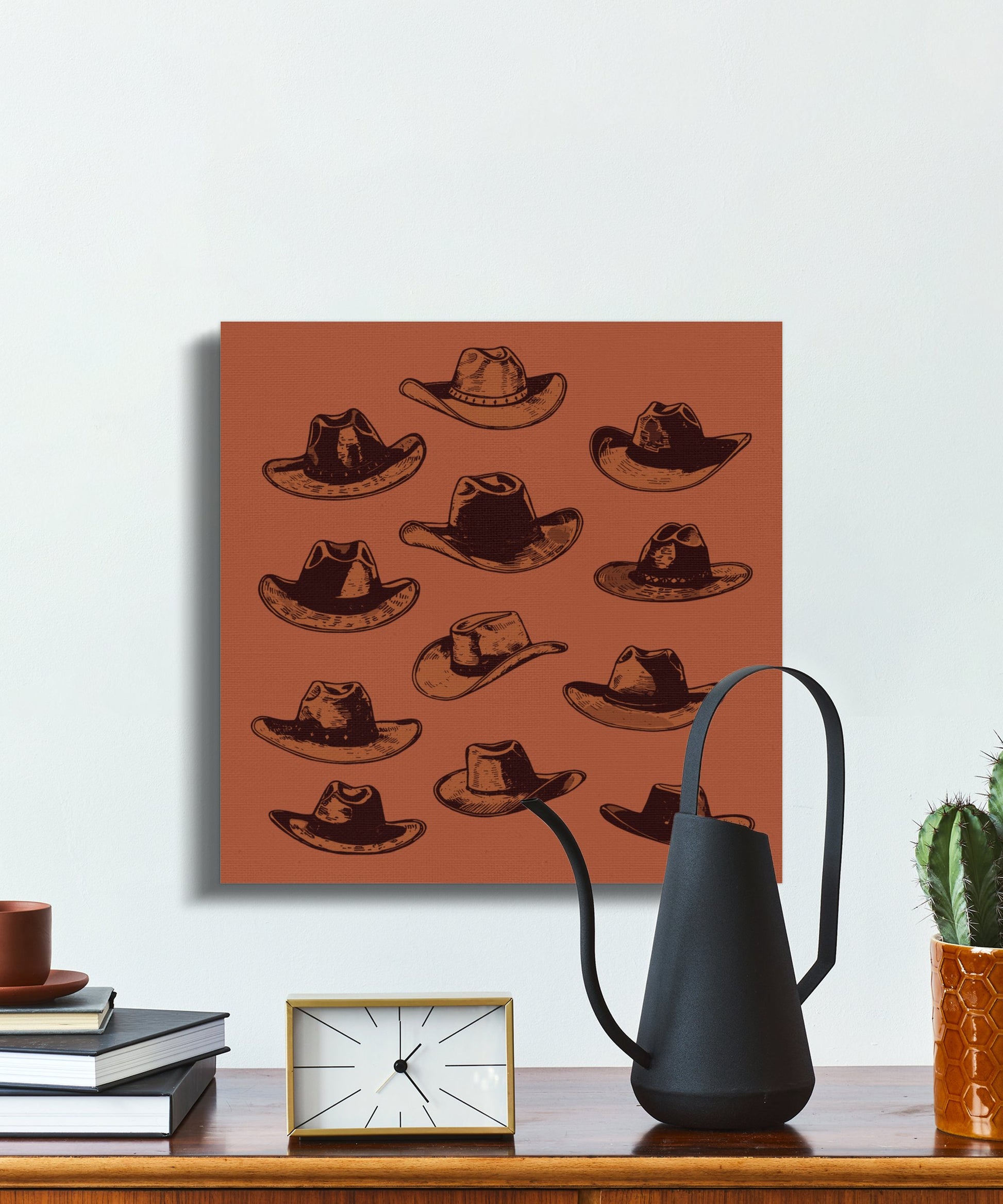 Premium Poster of Cowboy Hats Vintage Style Wall Art Canvas Wraps