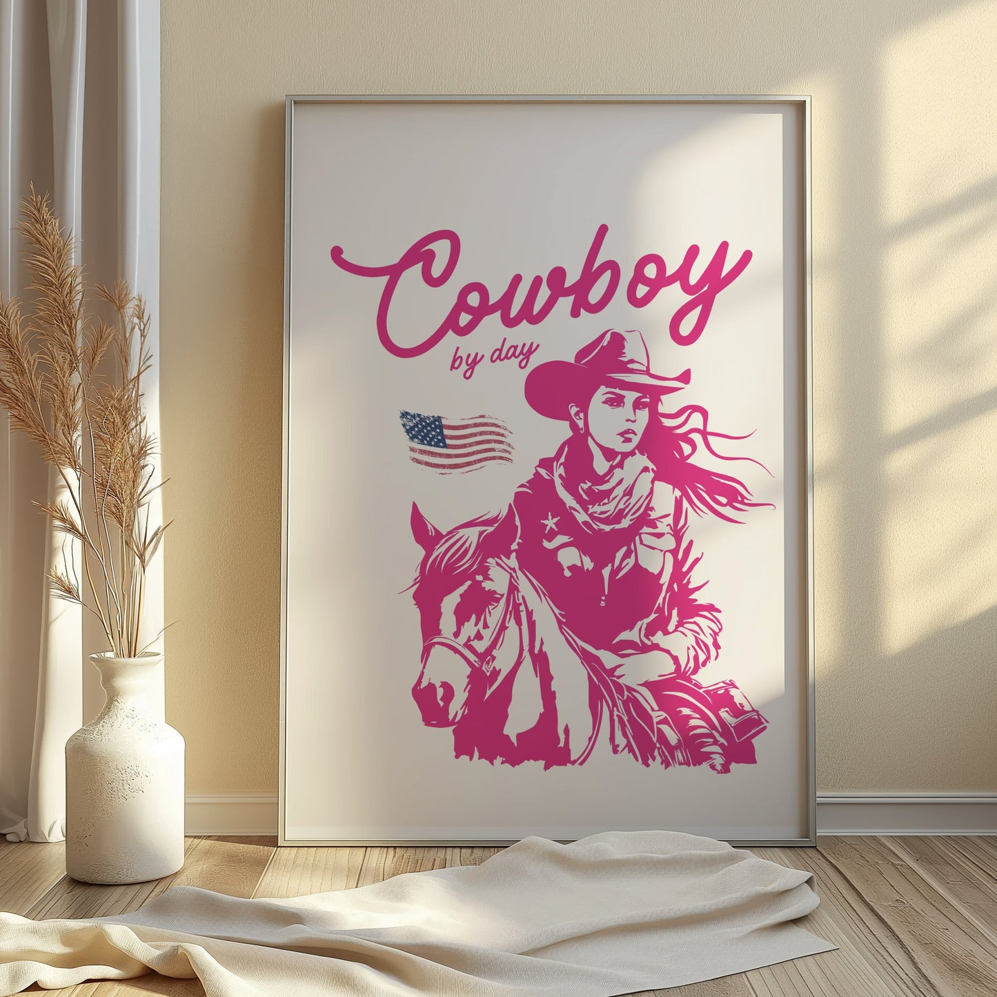 Premium Poster of Cowboy by Day American Flag Posters