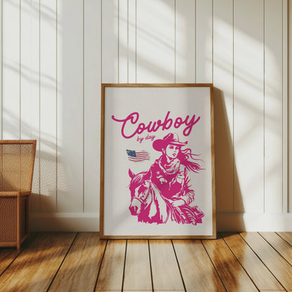Premium Poster of Cowboy by Day American Flag Posters