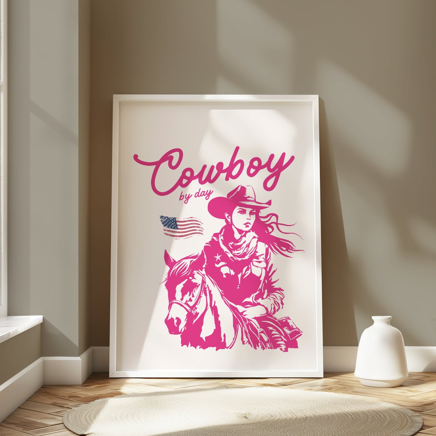 Premium Poster of Cowboy by Day American Flag Posters
