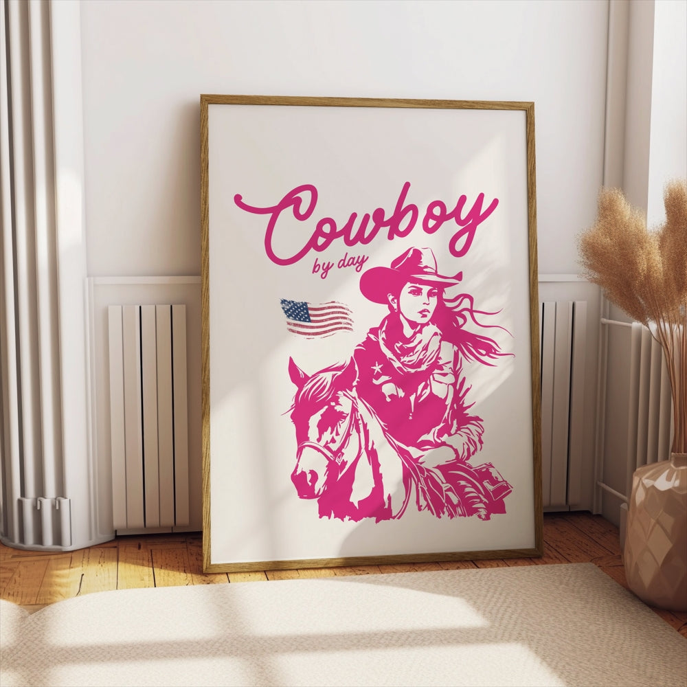 Premium Poster of Cowboy by Day American Flag Posters