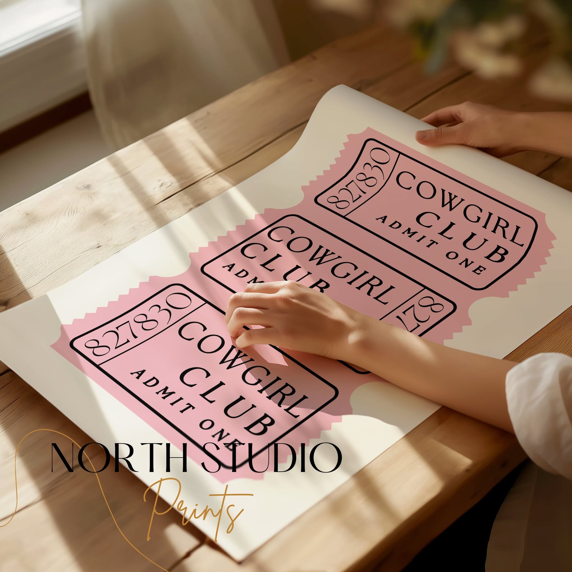 Premium Poster of Cowgirl Club Admit One Ticket Aesthetic Posters