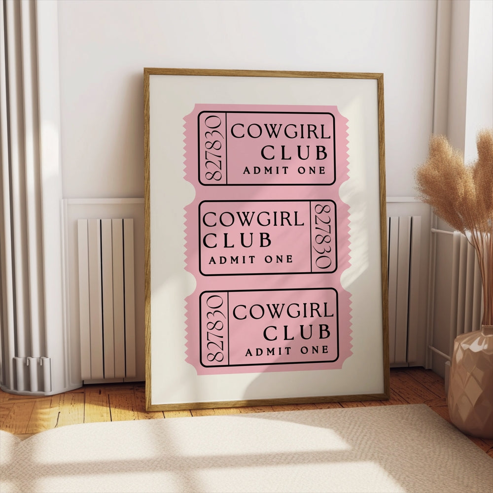 Premium Poster of Cowgirl Club Admit One Ticket Aesthetic Posters