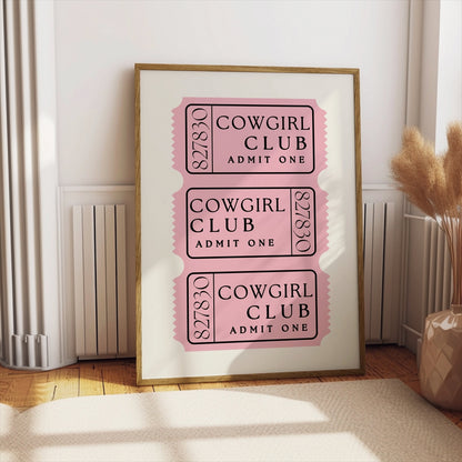 Premium Poster of Cowgirl Club Admit One Ticket Aesthetic Posters