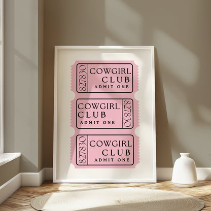 Premium Poster of Cowgirl Club Admit One Ticket Aesthetic Posters
