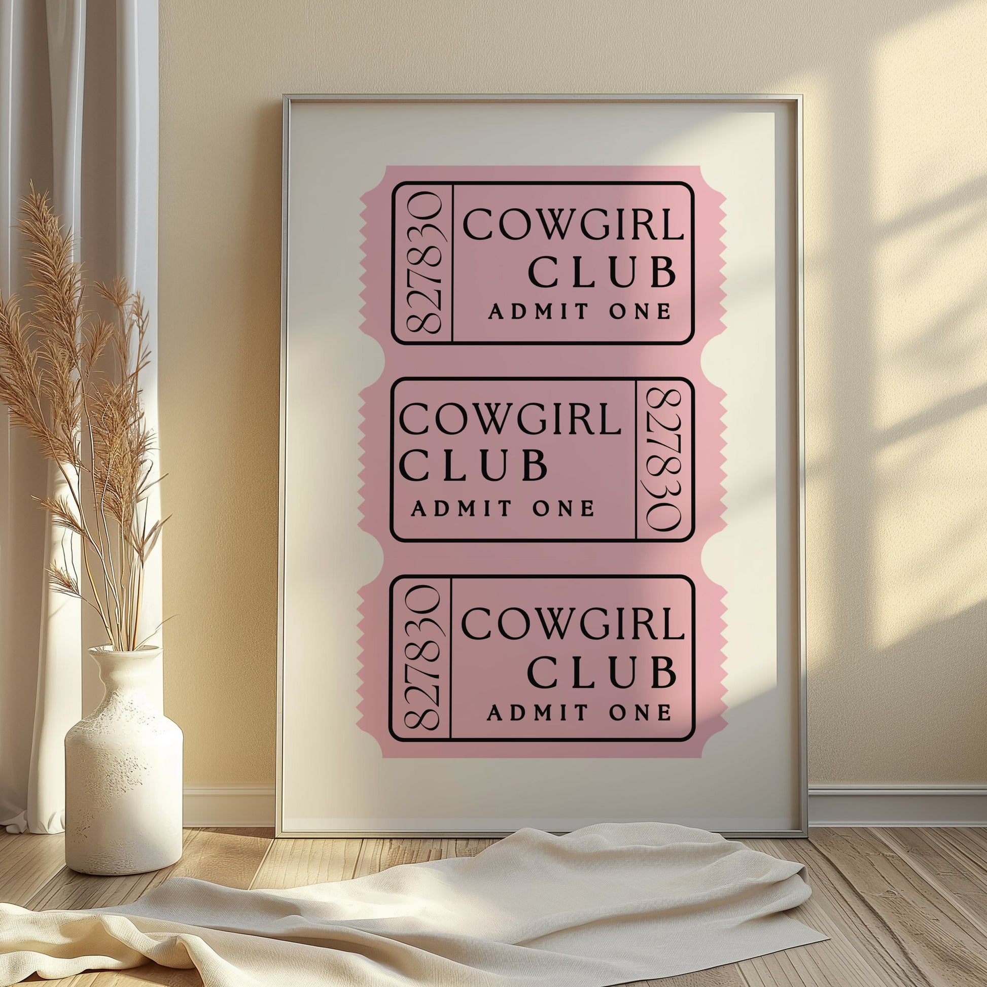 Premium Poster of Cowgirl Club Admit One Ticket Aesthetic Posters