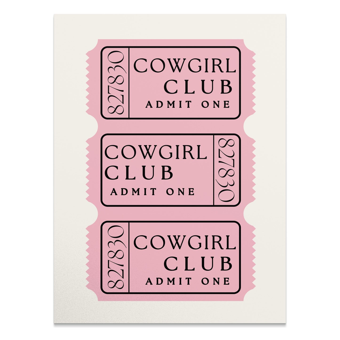 Premium Poster of Cowgirl Club Admit One Ticket Aesthetic Posters