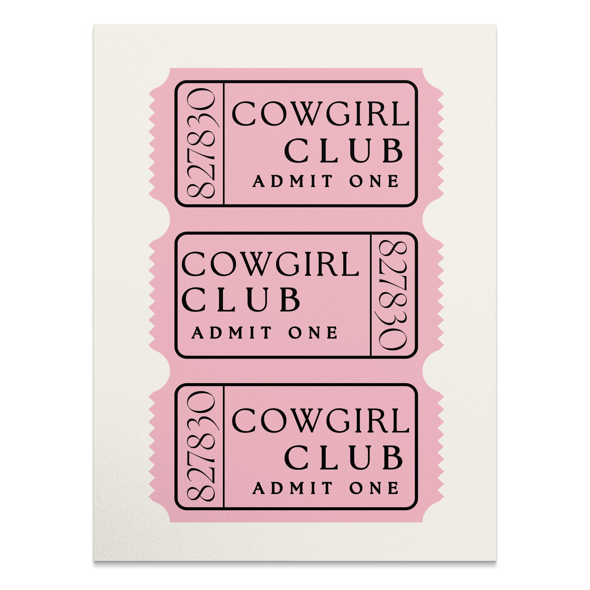 Premium Poster of Cowgirl Club Admit One Ticket Aesthetic Posters