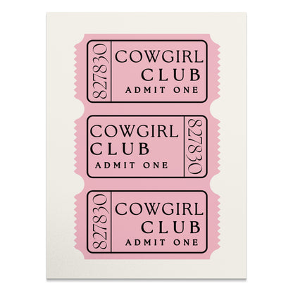 Premium Poster of Cowgirl Club Admit One Ticket Aesthetic Posters