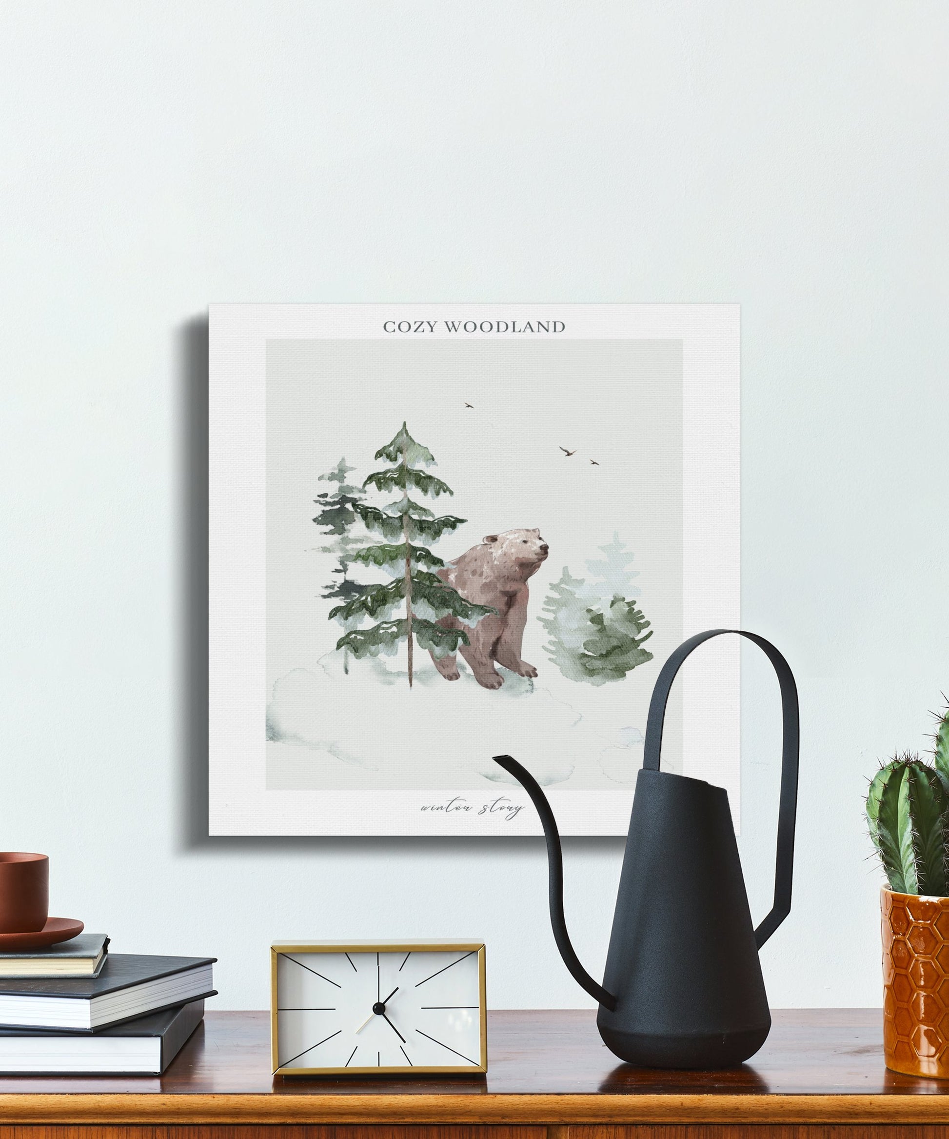 Premium Poster of Cozy Woodland Winter Story Nursery Canvas Wraps