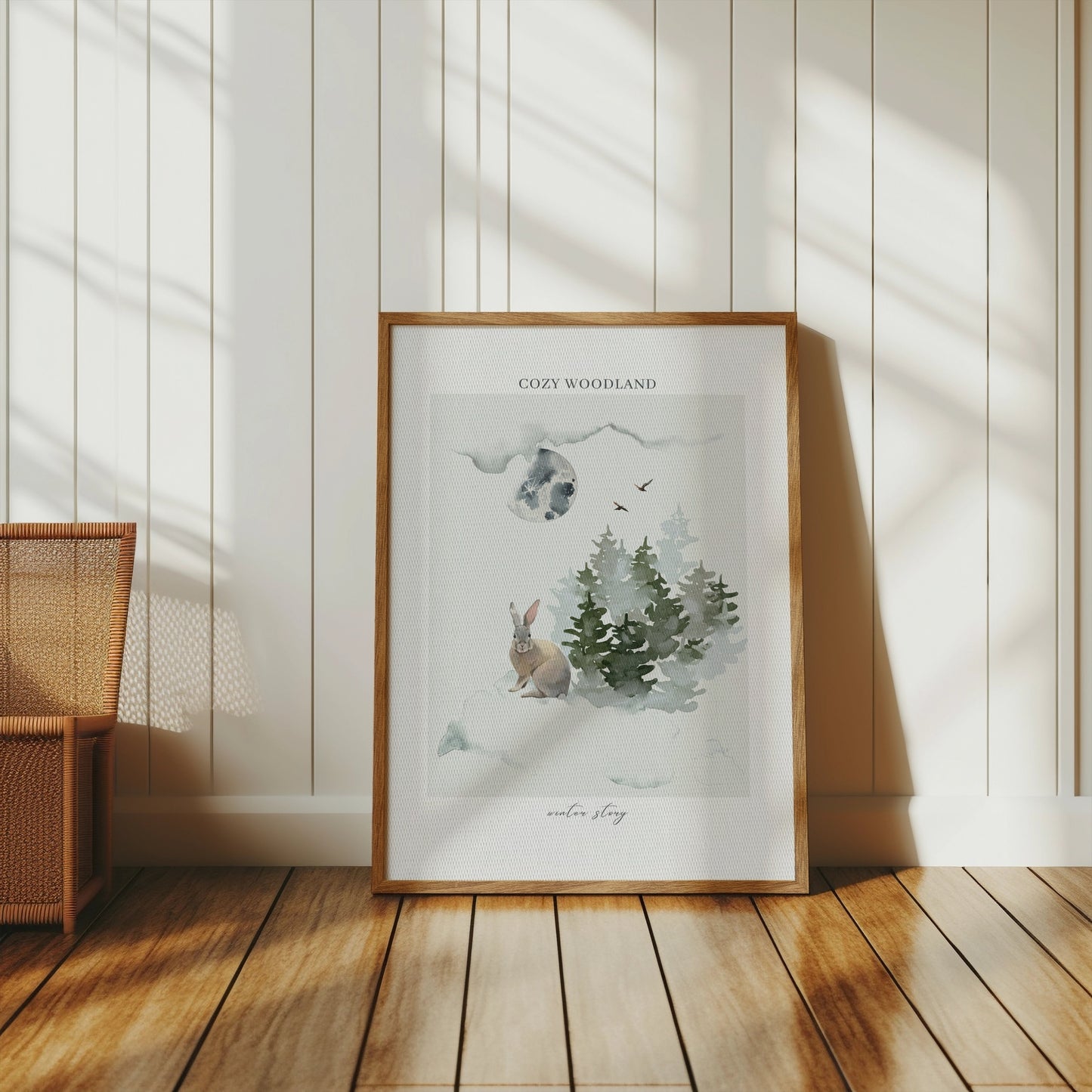 Premium Poster of Cozy Woodland Winter Story Rabbit and Trees Posters