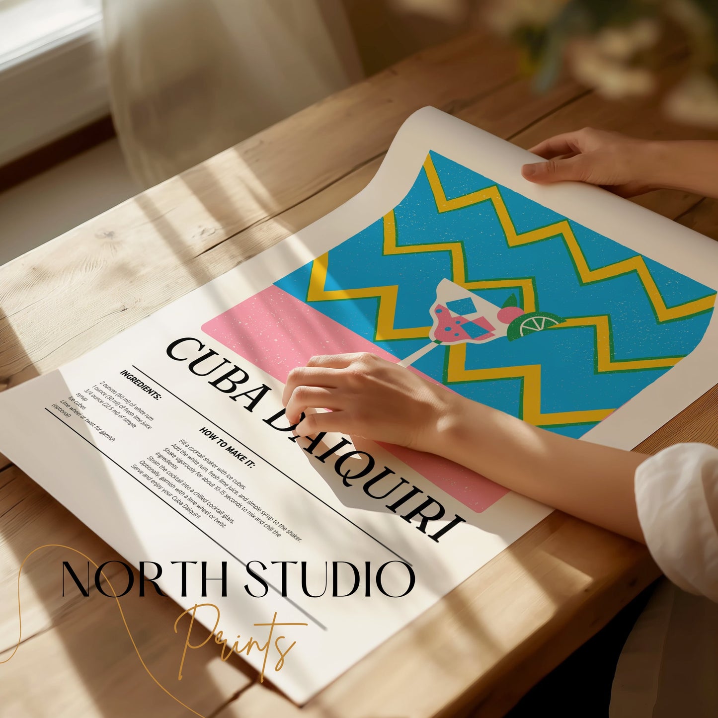 Premium Poster of Cuba Daiquiri Cocktail Recipe Art Print Posters