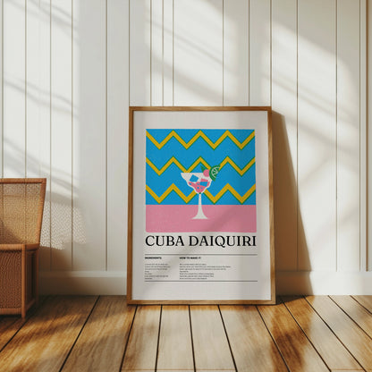 Premium Poster of Cuba Daiquiri Cocktail Recipe Art Print Posters