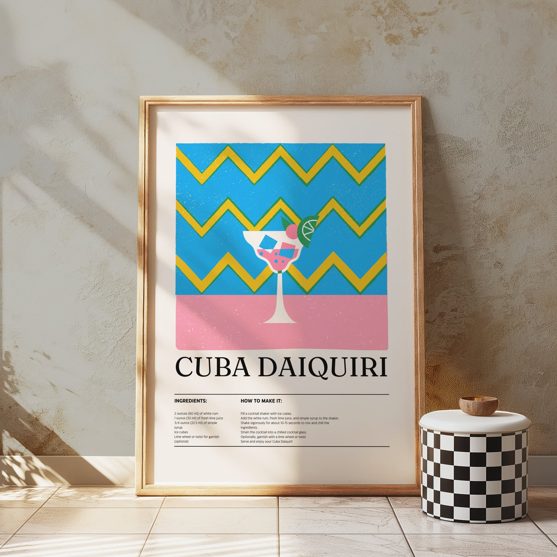 Premium Poster of Cuba Daiquiri Cocktail Recipe Art Print Posters