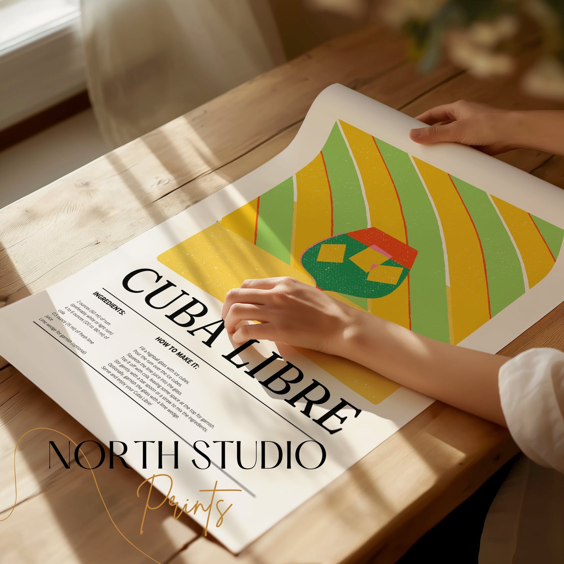 Premium Poster of Cuba Libre Vibrant Cocktail Recipe Wall Art Posters