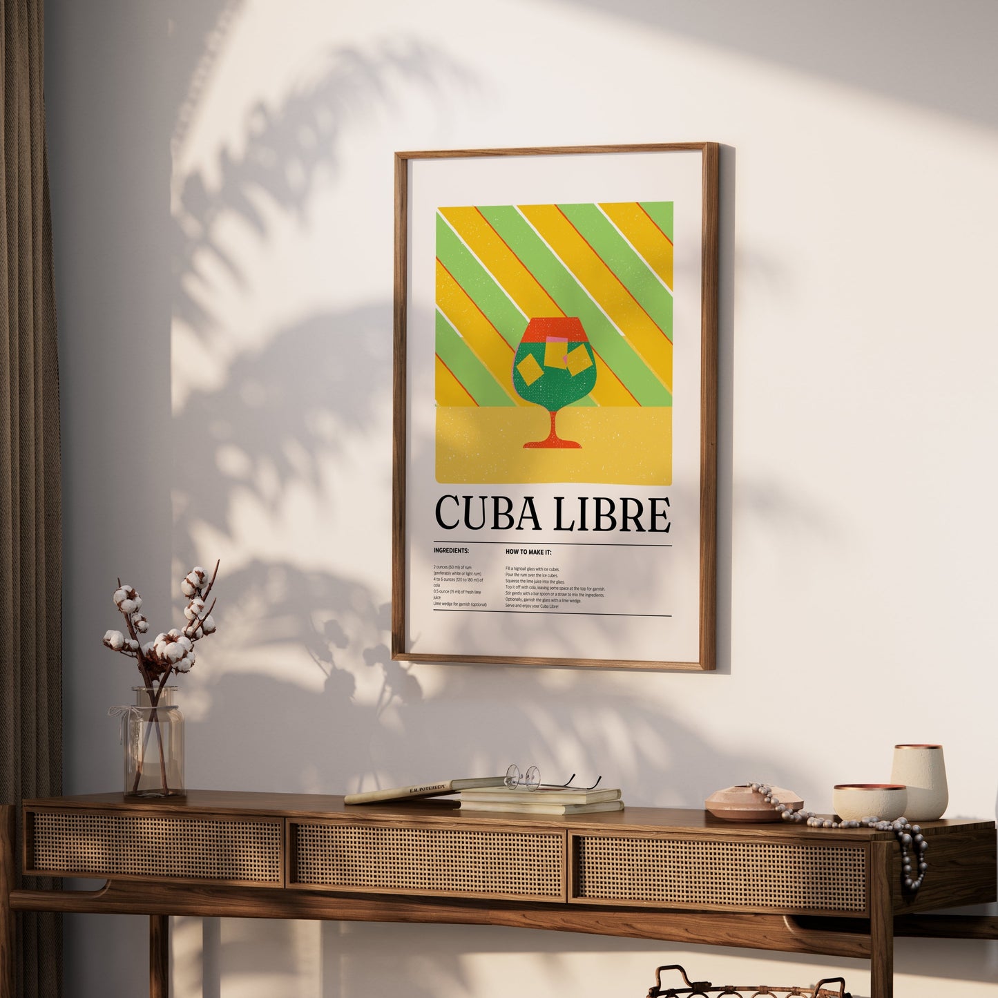 Premium Poster of Cuba Libre Vibrant Cocktail Recipe Wall Art Posters
