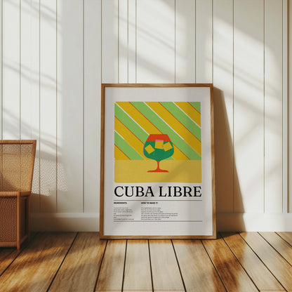 Premium Poster of Cuba Libre Vibrant Cocktail Recipe Wall Art Posters