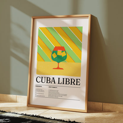 Premium Poster of Cuba Libre Vibrant Cocktail Recipe Wall Art Posters