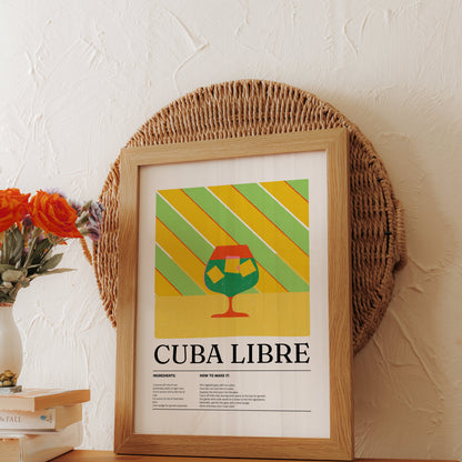 Premium Poster of Cuba Libre Vibrant Cocktail Recipe Wall Art Posters