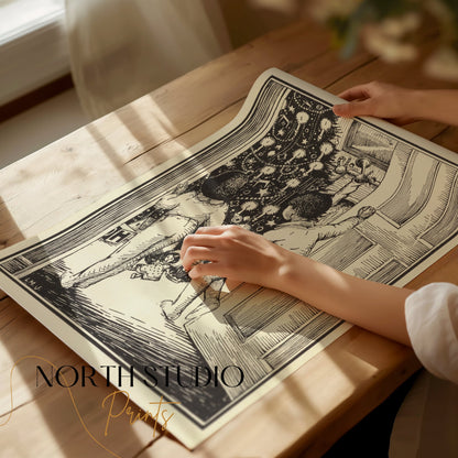 Premium Poster of Curious Children Admiring Christmas Tree Vintage Posters