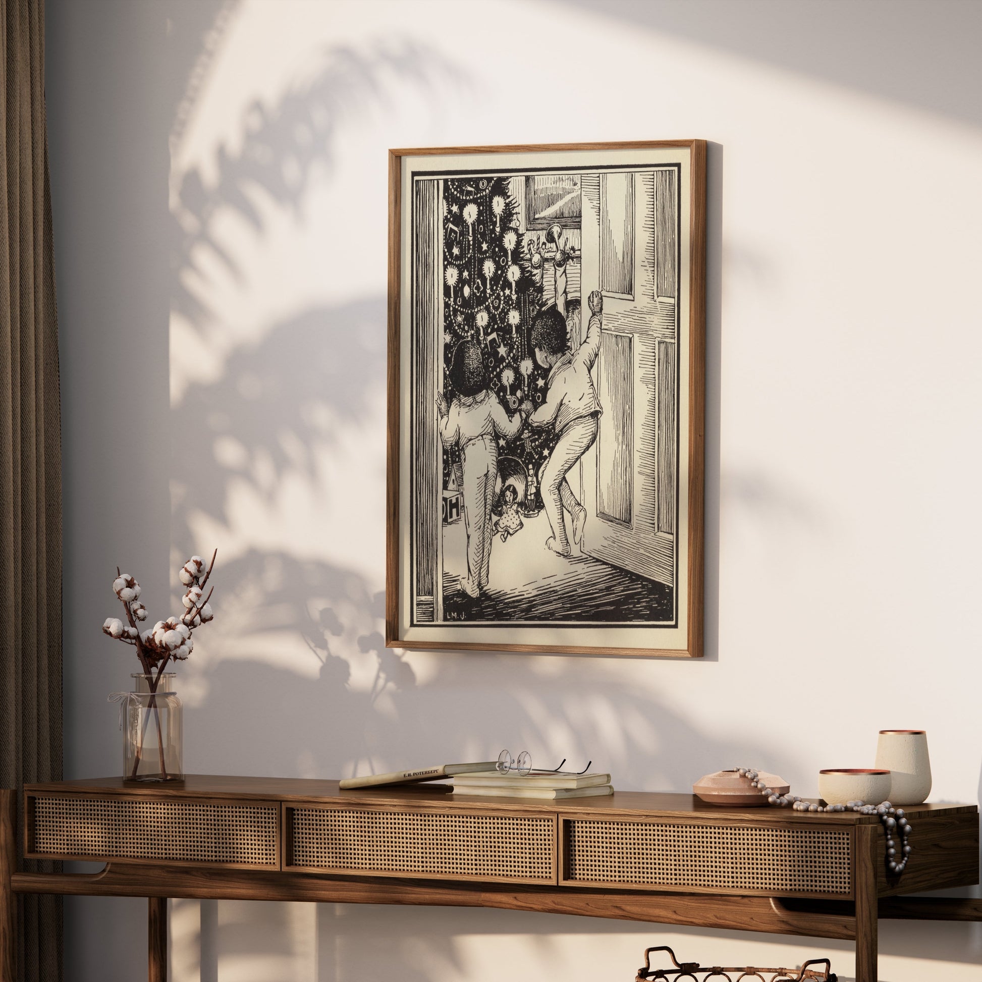 Premium Poster of Curious Children Admiring Christmas Tree Vintage Posters