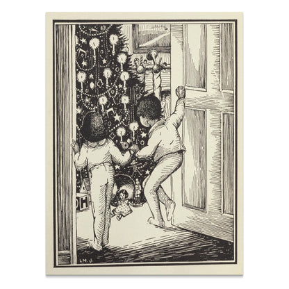 Premium Poster of Curious Children Admiring Christmas Tree Vintage Posters