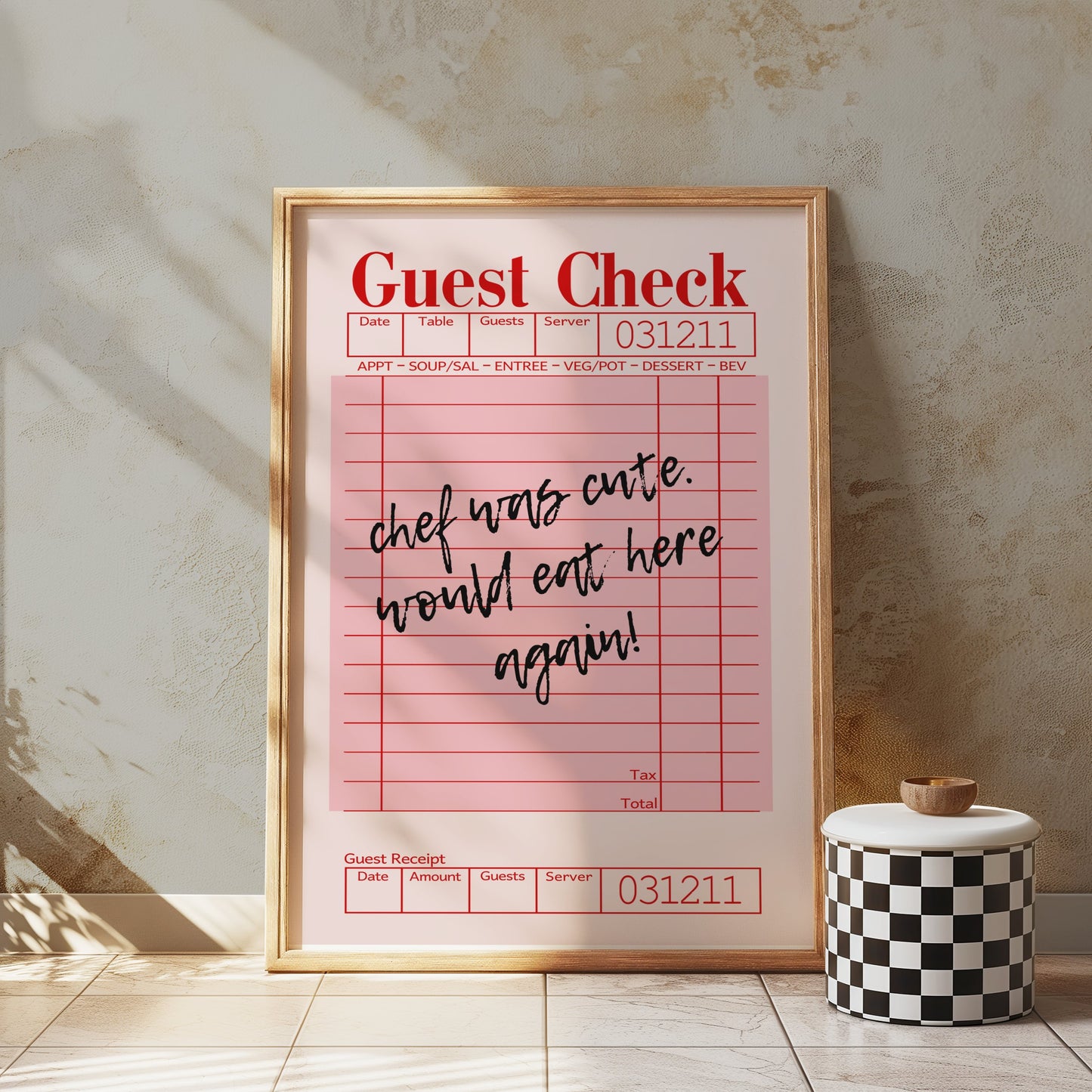 Premium Poster of Custom Message Retro Guest Check Art Decor Posters