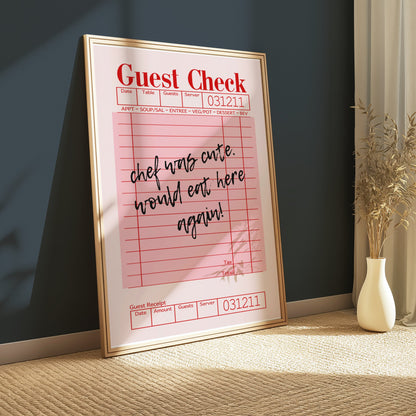 Premium Poster of Custom Message Retro Guest Check Art Decor Posters