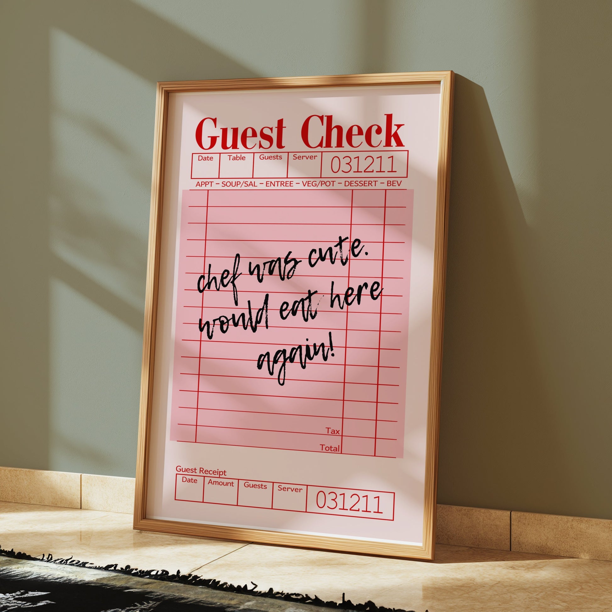 Premium Poster of Custom Message Retro Guest Check Art Decor Posters