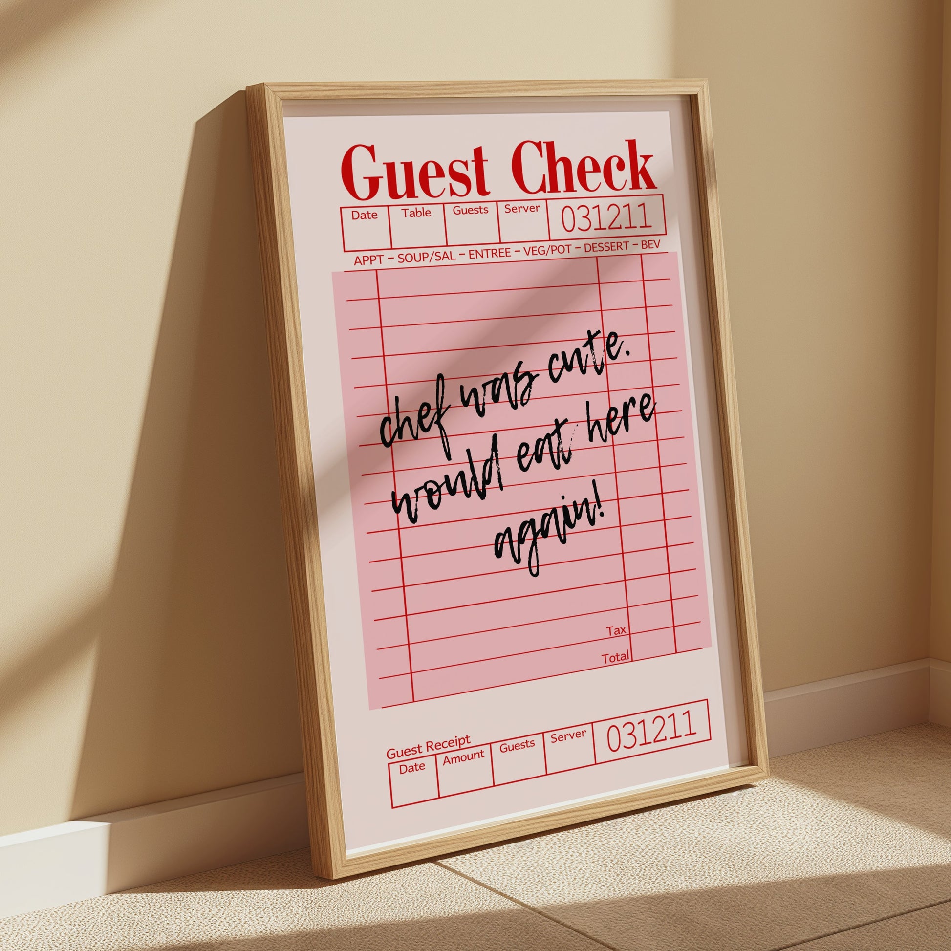 Premium Poster of Custom Message Retro Guest Check Art Decor Posters