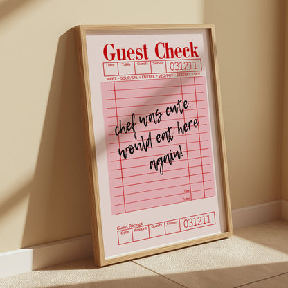 Premium Poster of Custom Message Retro Guest Check Art Decor Posters