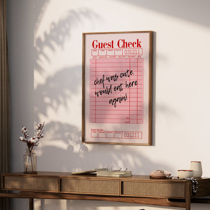 Premium Poster of Custom Message Retro Guest Check Art Decor Posters